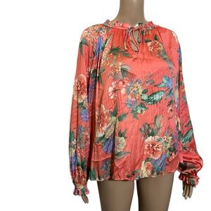 Current Air Coral Floral Blouse